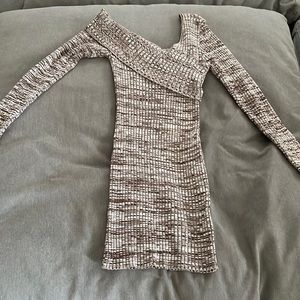 Brown and white slightly off the should sweater dress. Never worn